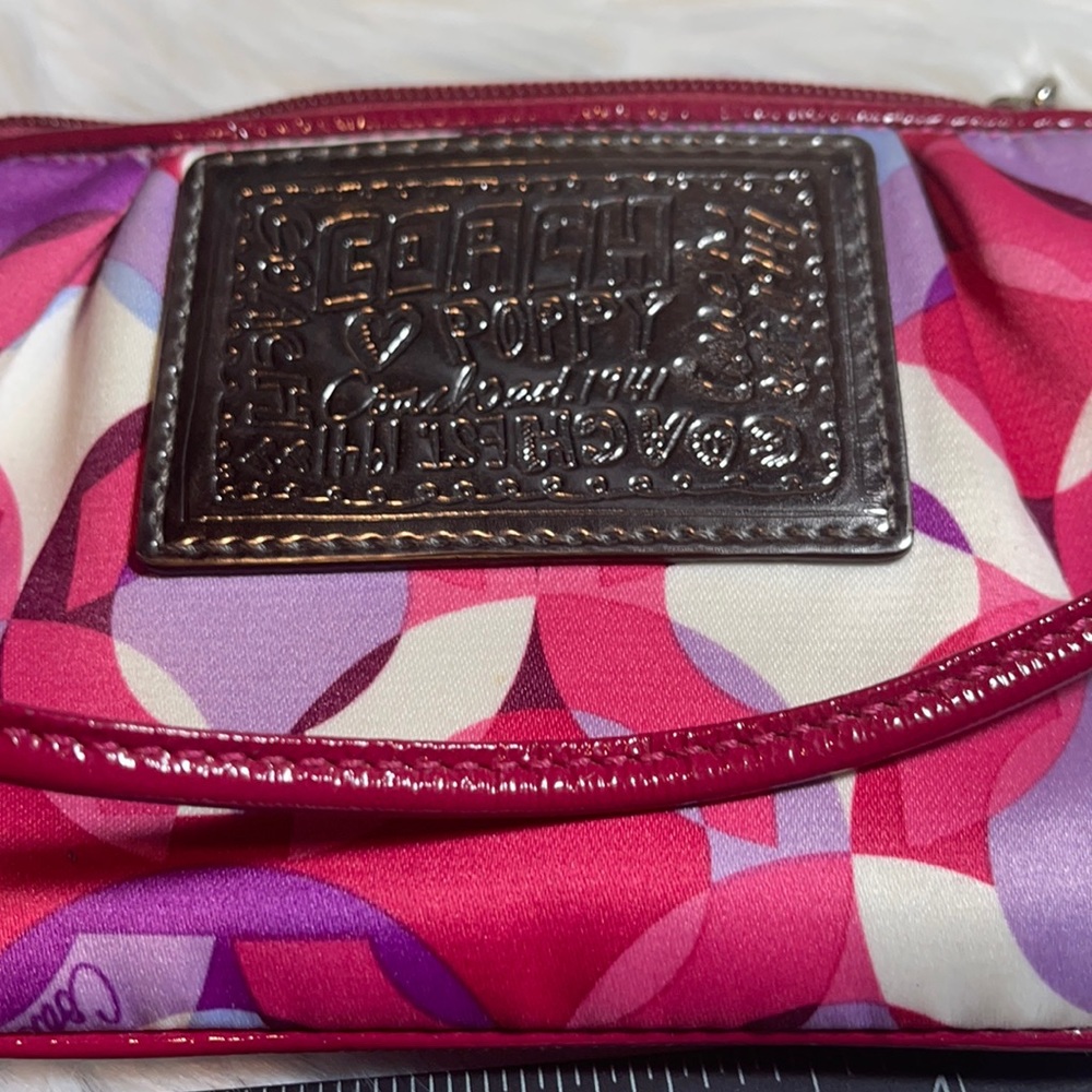 Coach poppy coin purse wallet wristlet pink silver - Picture 5 of 6